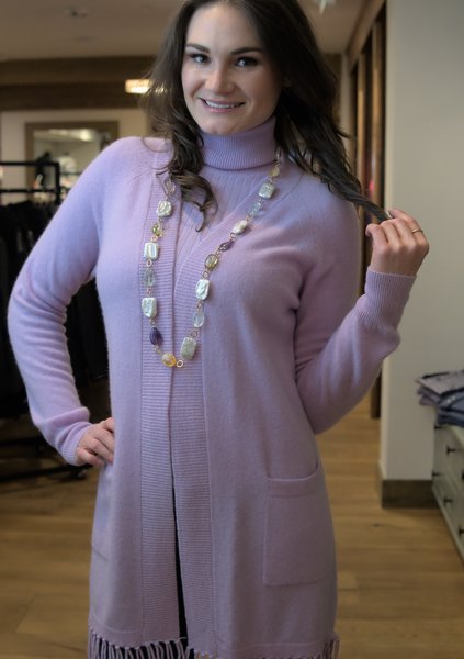 BRODIE FINE CASHMERE 1022-B107 IRIS FRINGE CARDIGAN