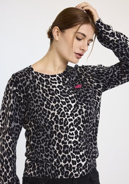 BRODIE FINE CASHMERE 044 LYDIA LEOPARD CREW