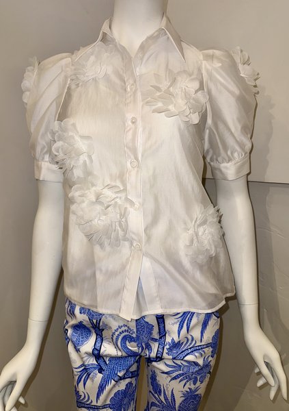 JESSIE LIU SS24B528 TENCEL FLOWER SHIRT