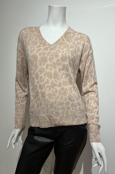 KINROSS CASHMERE LRSC5-147 LEOPARD VNECK
