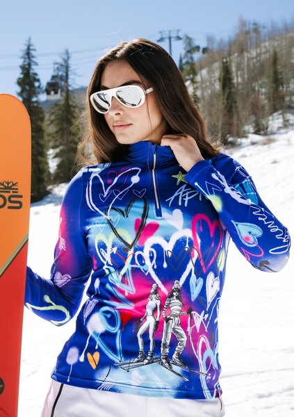 KRIMSON KLOVER F26505 GRAFFITI ZIP TNECK