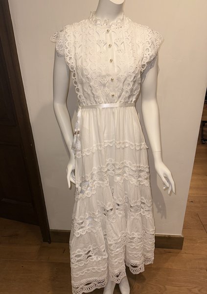 OO LA LA M8214 EYELET MAXI DRESS