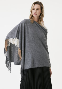 Cashmere poncho hot sale with fringe