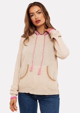 BRODIE FINE CASHMERE GEORGIE GEO TRIM HOODIE