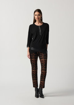 JOSEPH RIBKOFF INC PLEATHER TRIM TOP