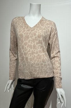 KINROSS CASHMERE LEOPARD VNECK