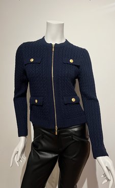 KINROSS CASHMERE TEXTURED ZIP CARDIGAN