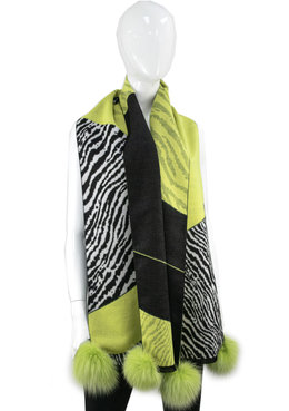 MITCHIE'S MATCHINGS ZEBRA WRAP*FOX POMS