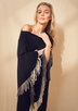 BRODIE FINE CASHMERE FRINGE PONCHO ladies sportwear solid sweaters